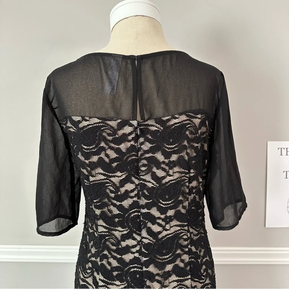 Vintage Y2K Black Lace Drop Waist Whimsigoth Dark Fairy Dress 10